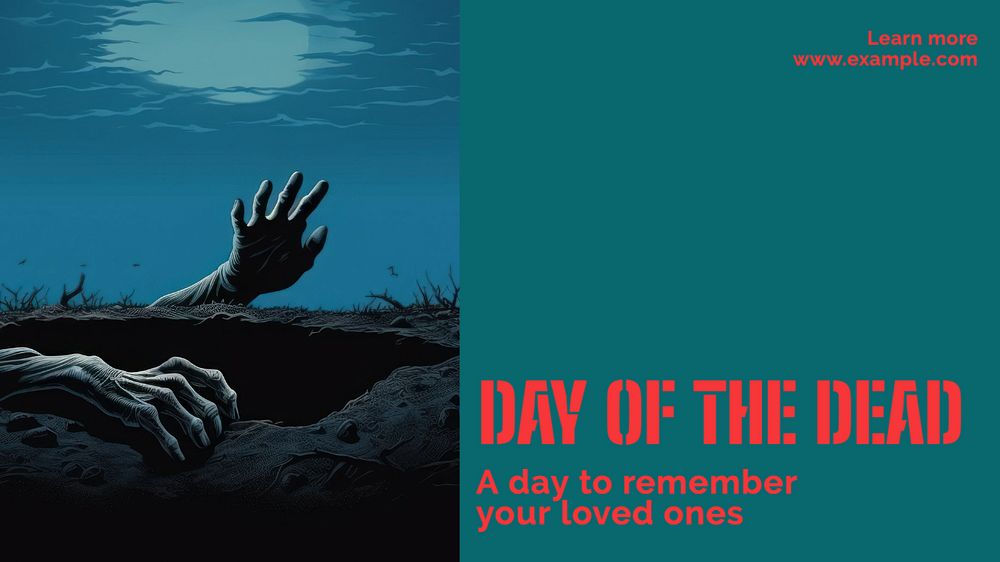 Day of the dead blog banner template, editable text