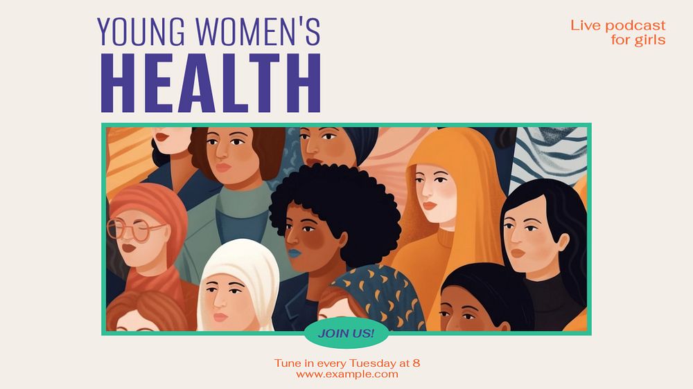 Women's health blog banner template, editable text