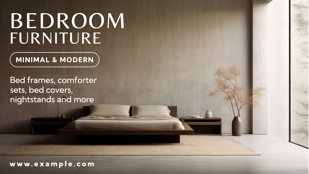 Bedroom sale blog banner template, editable text