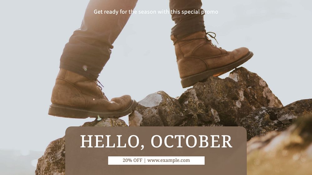 Hello October blog banner template, editable text