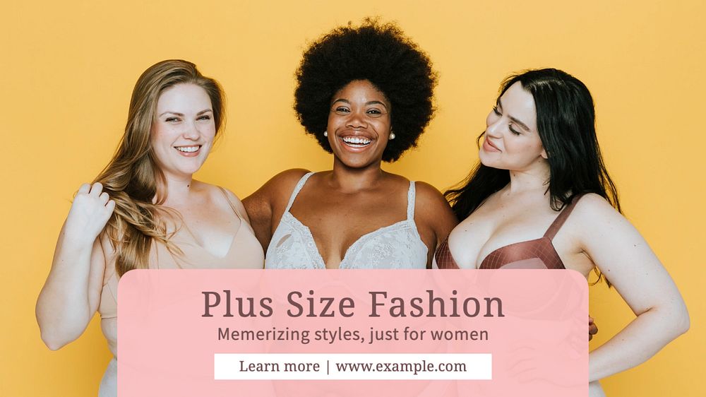 Plus size fashion blog banner template, editable text