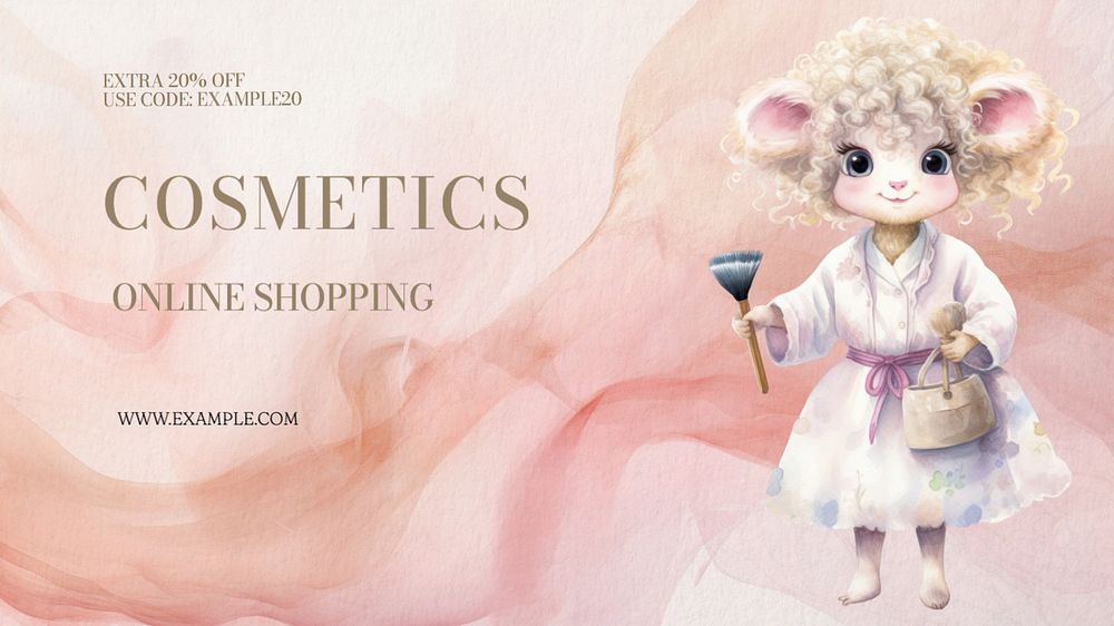 Cosmetics blog banner template, editable text