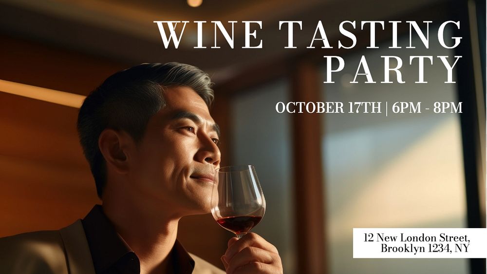 Wine tasting party blog banner template, editable text