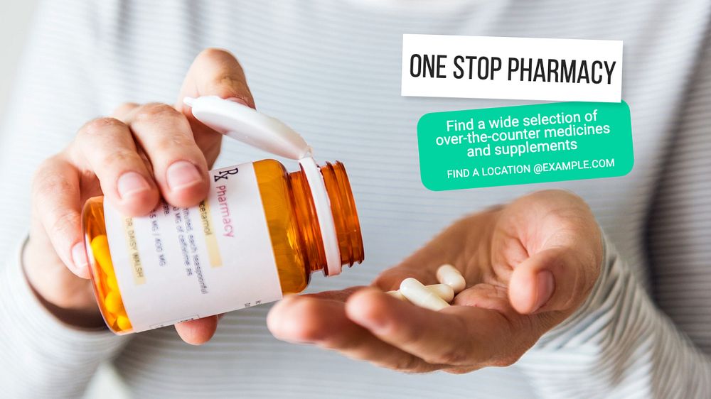 One stop pharmacy blog banner template, editable text