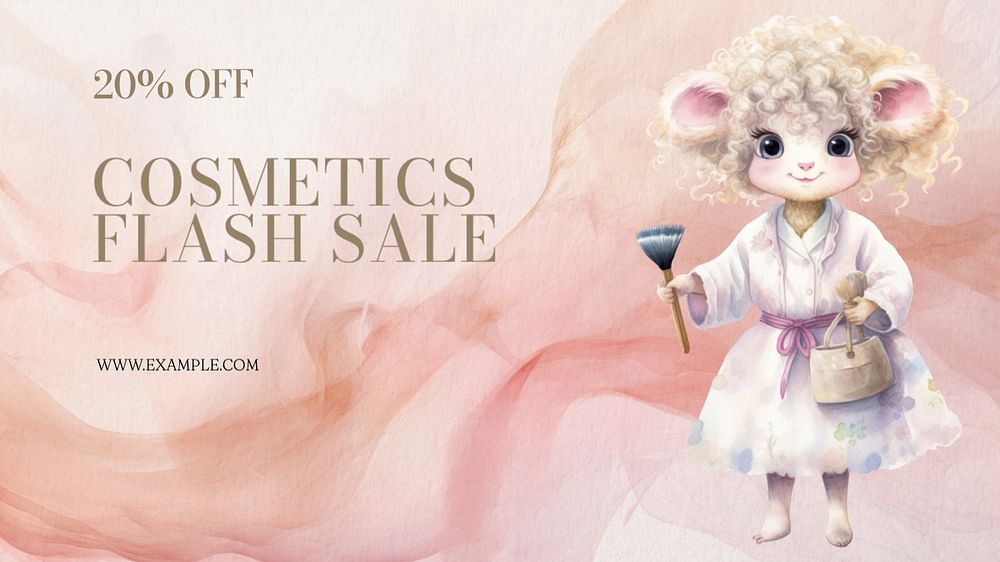 Cosmetics sale blog banner template, editable text