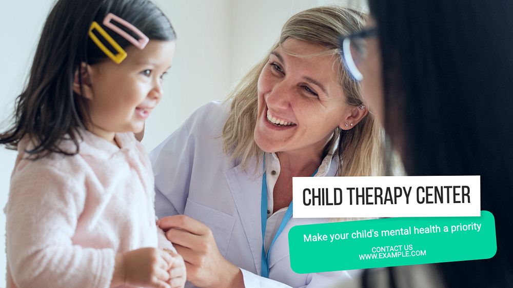 Child therapy center blog banner template, editable text