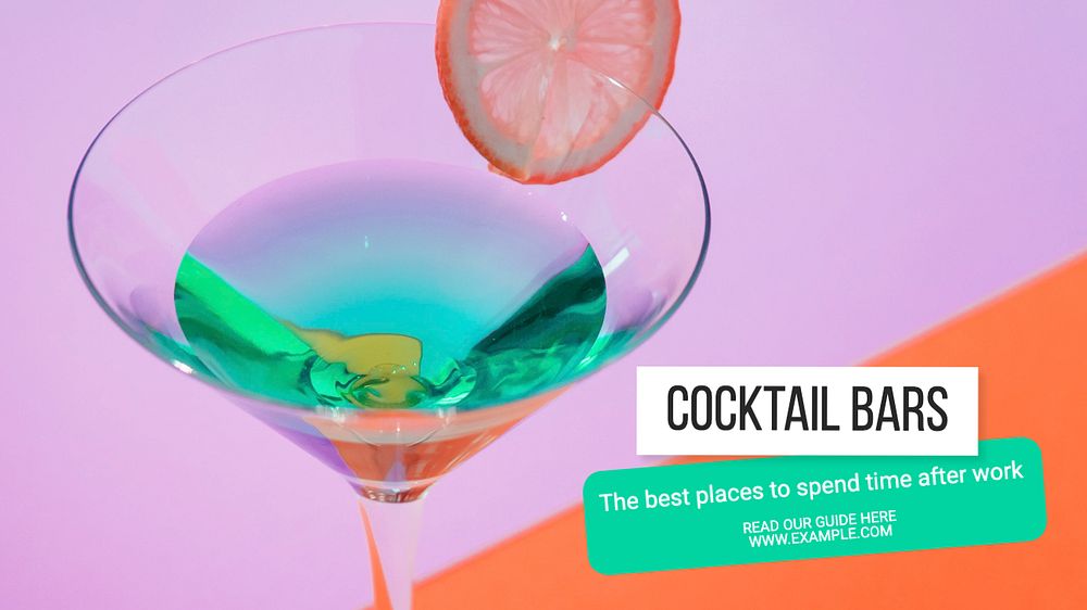 Cocktail bar blog banner template, editable text