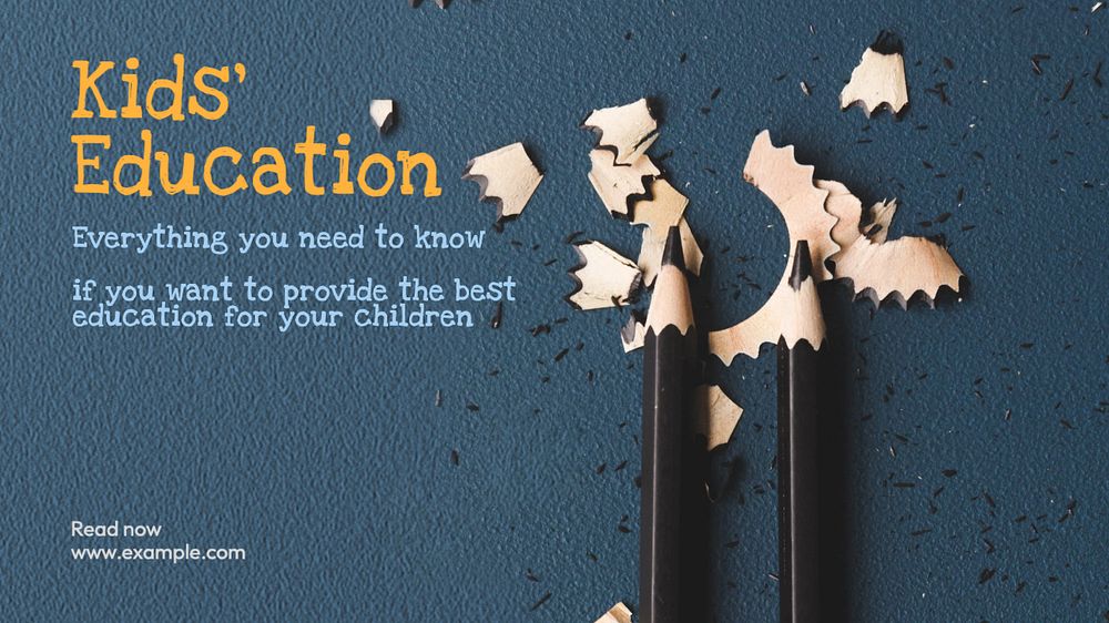 Kids education blog banner template, editable text