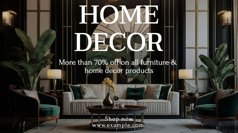 Home decor blog banner template, editable text