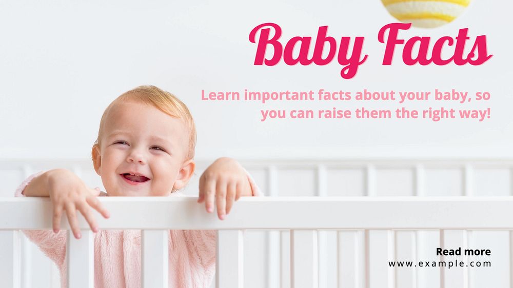 Baby facts blog banner template, editable text