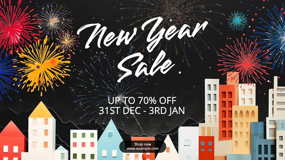 New Year sale blog banner template, editable text