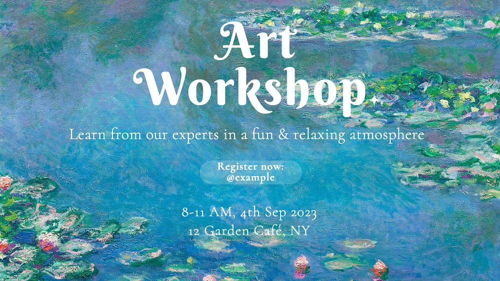 Art workshop blog banner template, editable text