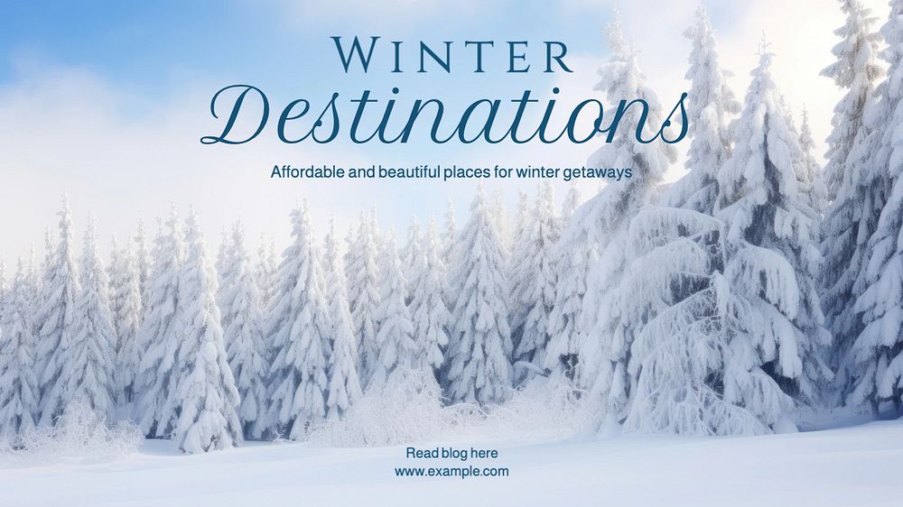 Winter destination blog banner template, editable text