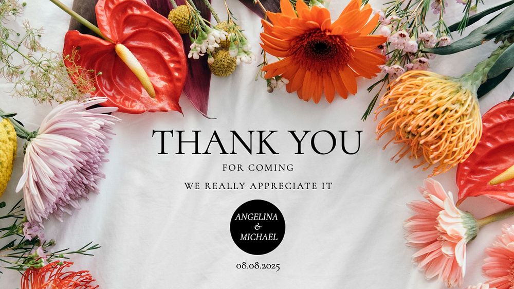 Wedding thank you blog banner template, editable text