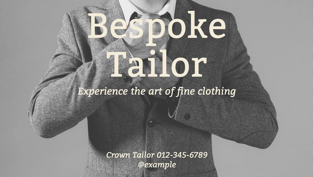 Bespoke tailor & clothing blog banner template, editable text