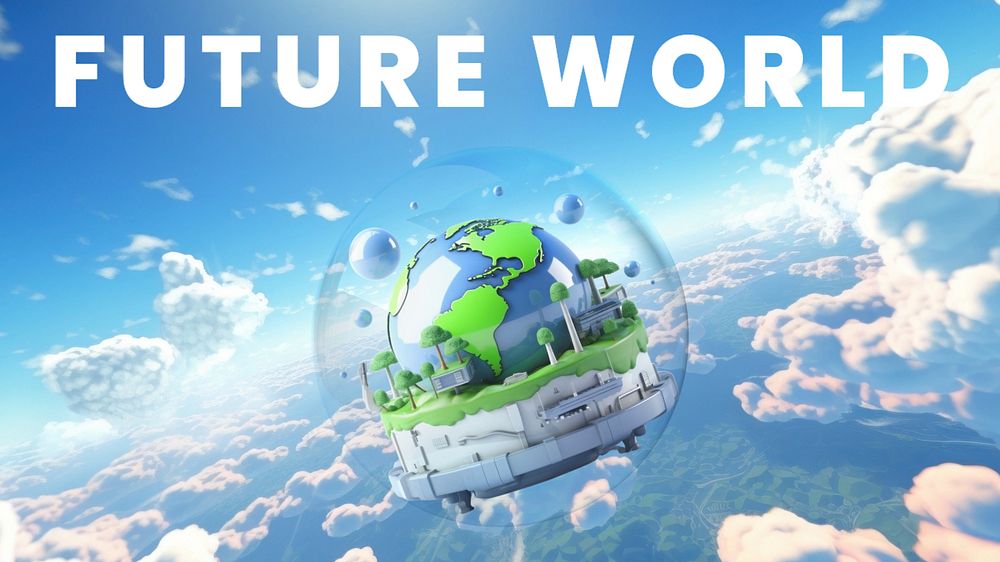 Future world blog banner template, editable text