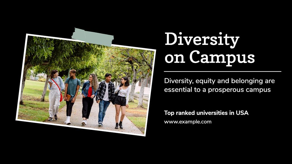 Diversity on university campus blog banner template, editable text