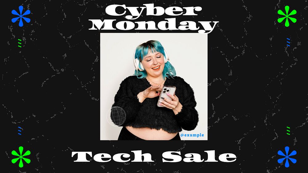 Cyber Monday sale blog banner template, editable text