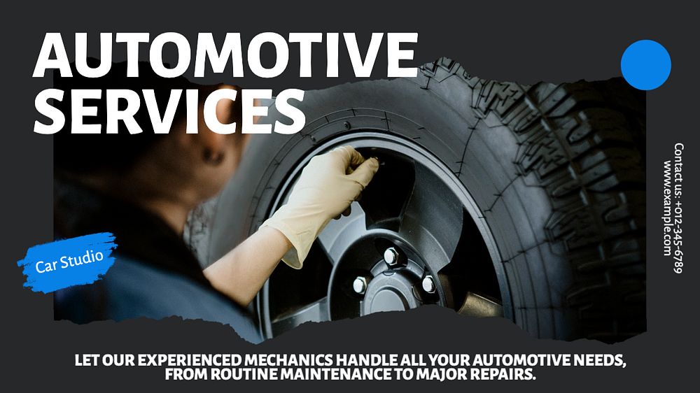 Auto services blog banner template, editable text