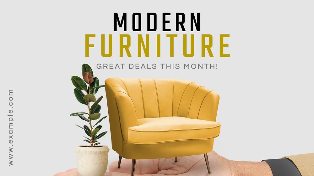 Modern furniture blog banner template, editable text