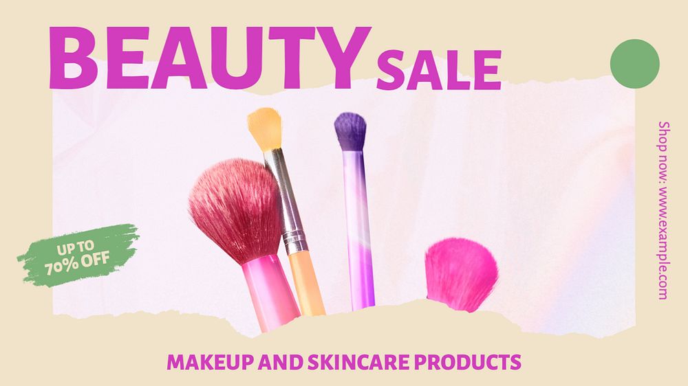 Beauty sale blog banner template, editable text