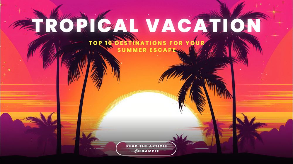 Tropical vacation blog banner template, editable text