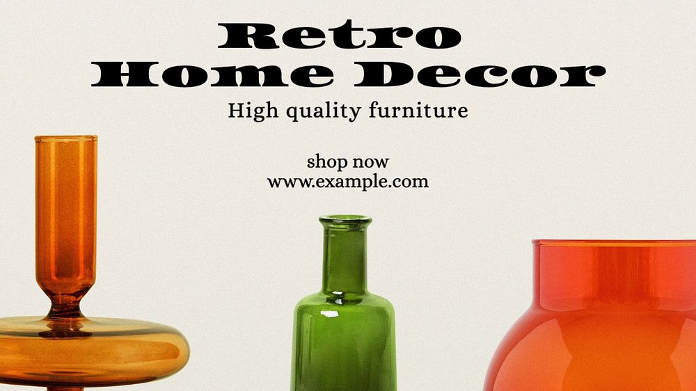 Retro home decor blog banner template, editable text