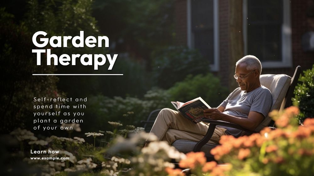 Garden therapy blog banner template, editable text