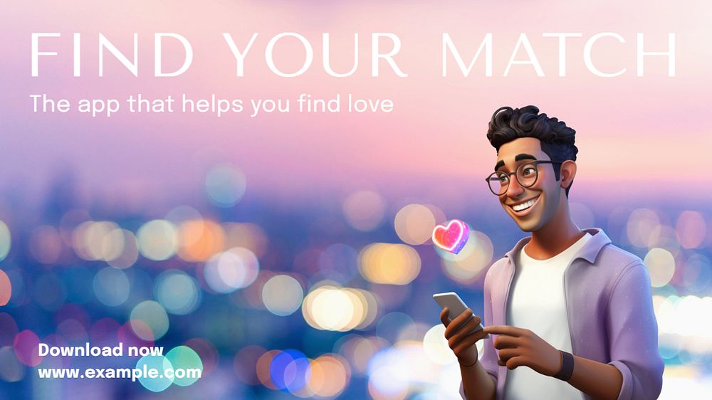 Dating app blog banner template, editable text