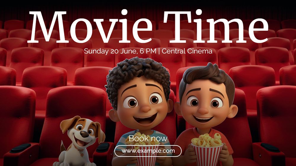 Movie time blog banner template, editable text