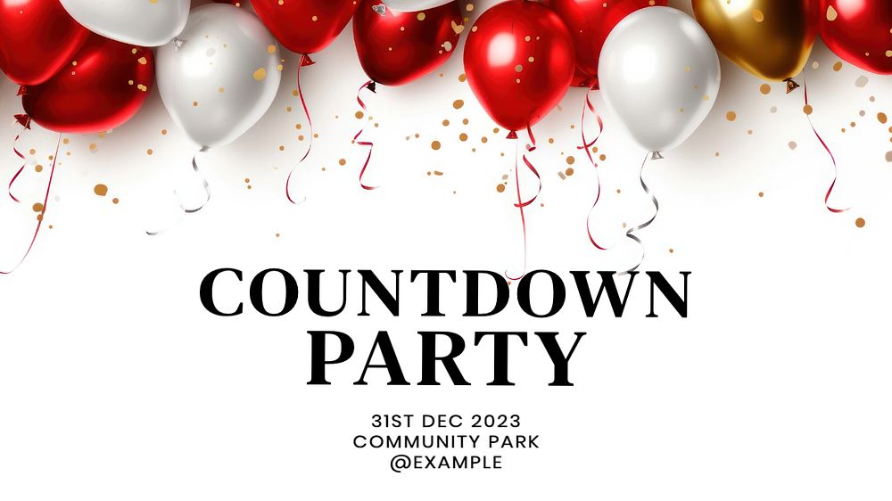 Countdown party blog banner template, editable text