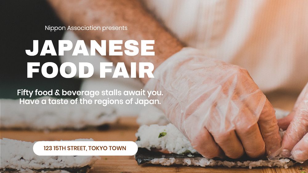 Japanese food fair blog banner template, editable text