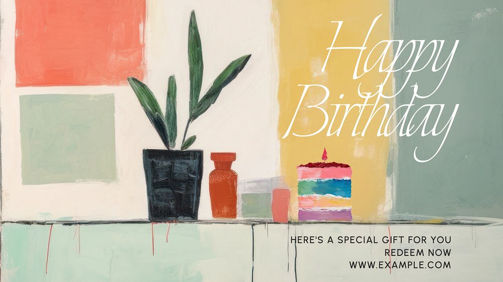 Happy birthday blog banner template, editable text