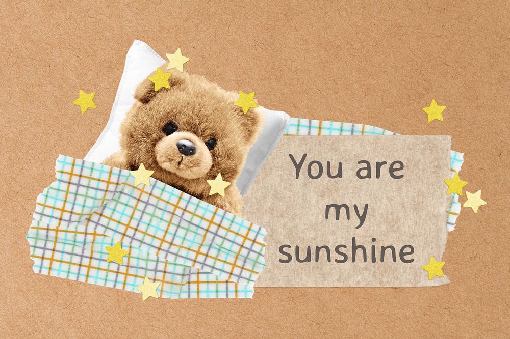 My sunshine, teddy bear paper craft remix, editable design