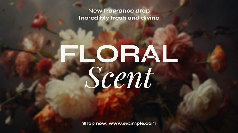 Floral perfume blog banner template, editable text