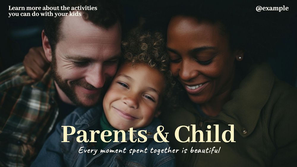 Parents & child blog banner template, editable text