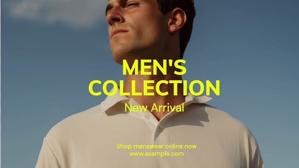 Men's collection blog banner template, editable text