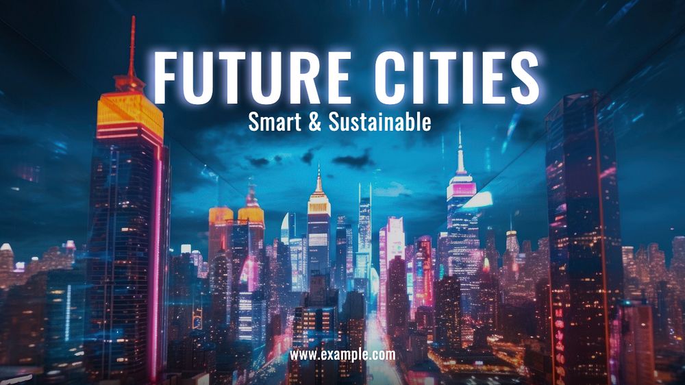 Future city blog banner template, editable text