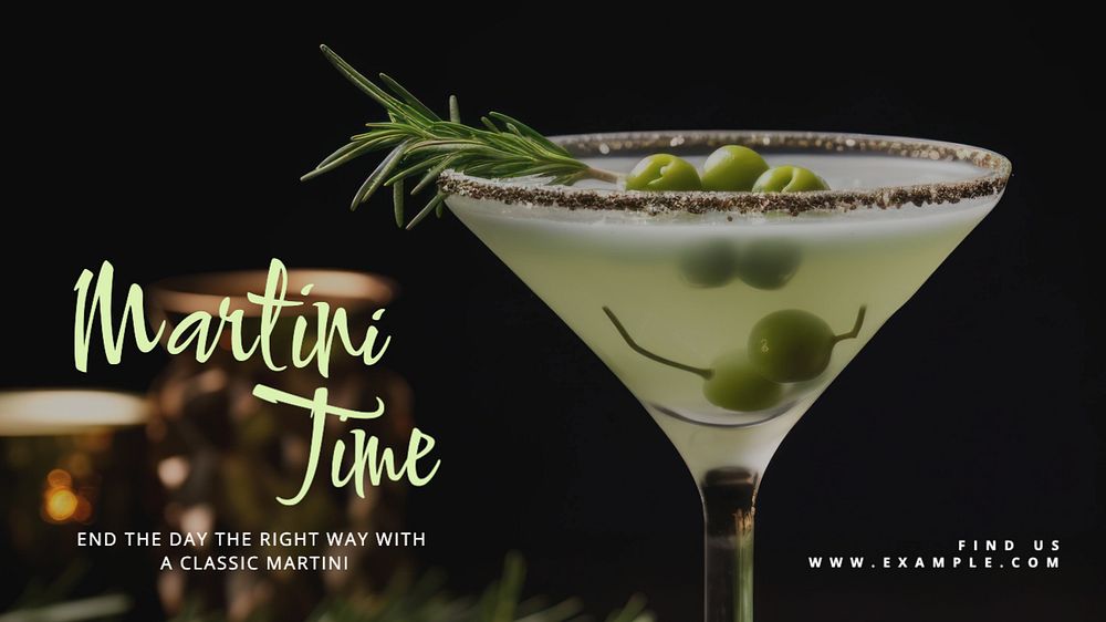 Martini time blog banner template, editable text