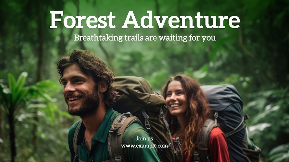 Forest adventure blog banner template, editable text