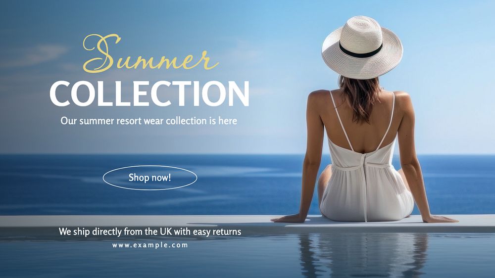 Summer collection blog banner template, editable text