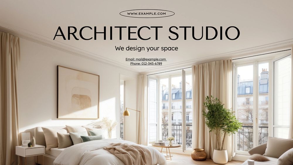 Architect studio blog banner template, editable text