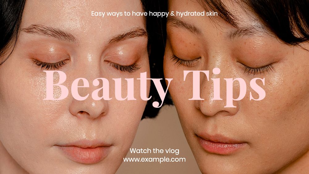 Beauty tips blog banner template, editable text