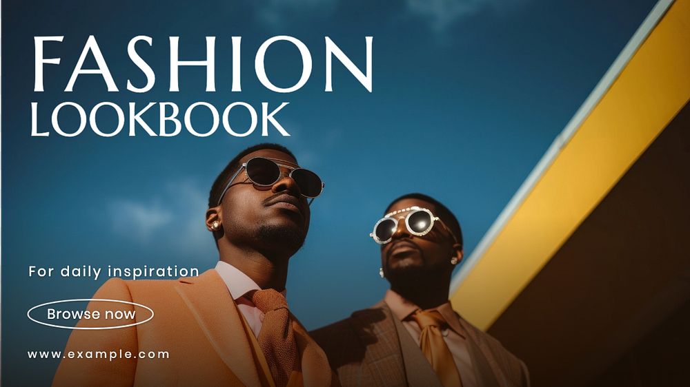 Fashion lookbook blog banner template, editable text