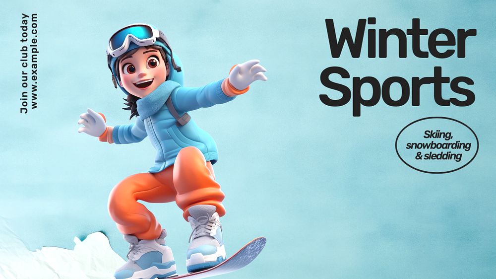 Winter sports blog banner template, editable text