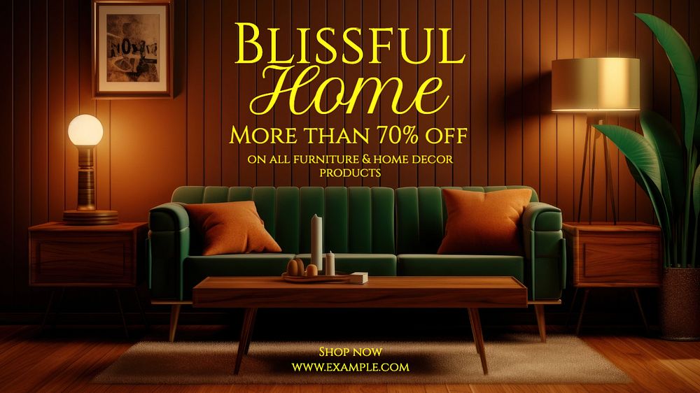 Blissful home blog banner template, editable text