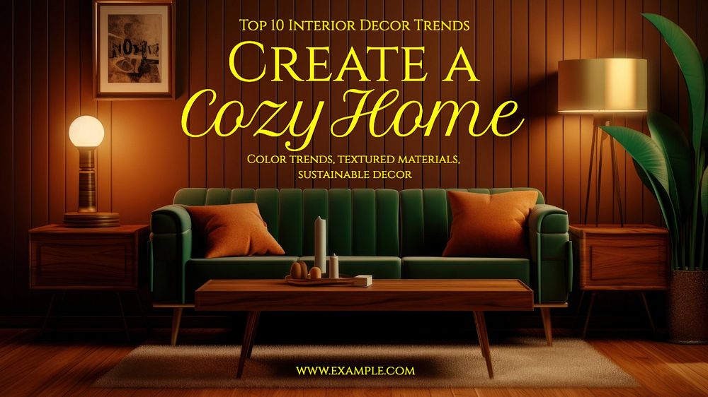 Cozy home blog banner template, editable text