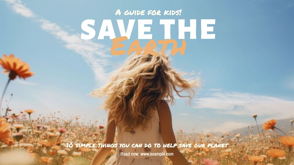 Save the earth blog banner template, editable text