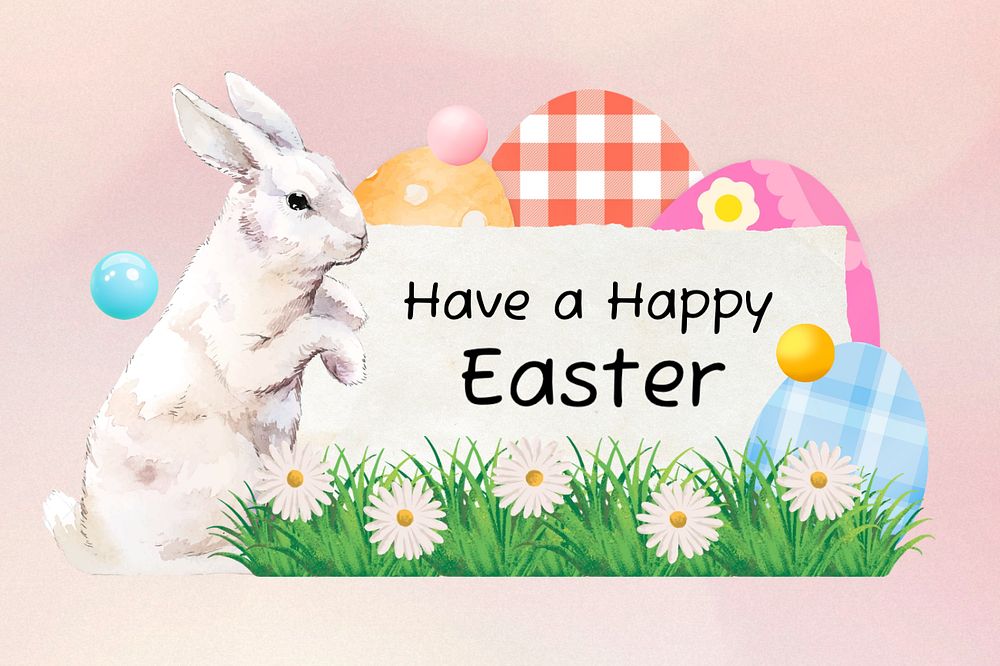 Happy Easter, bunny creative remix, editable design