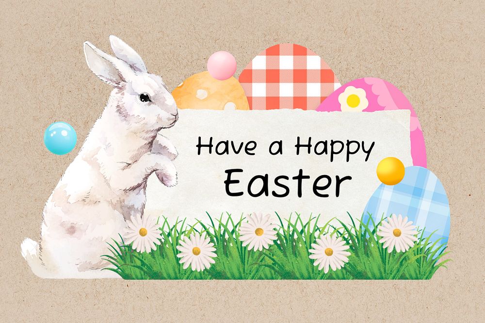 Happy Easter, bunny creative remix, editable design